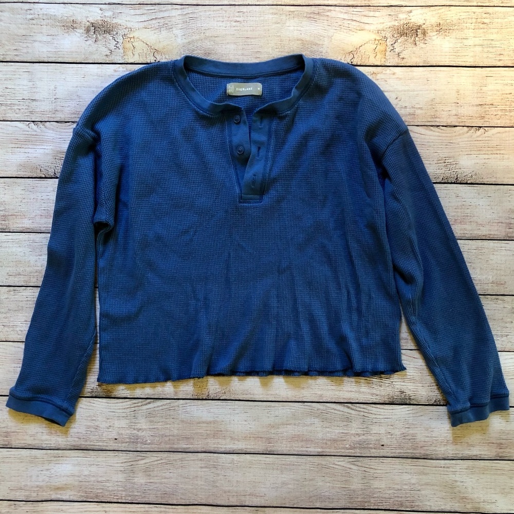Everlane Waffle Henley, NWOT, size M, Blue